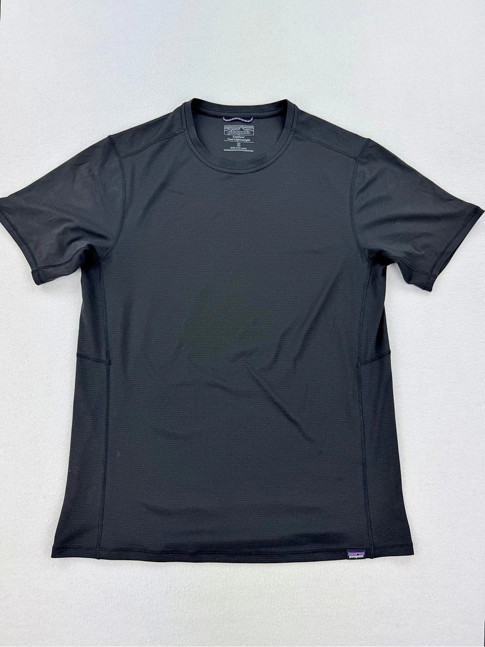 Patagonia Capilene Cool Lightweight Technical Black Shirt Short Sleeve Men Sz S